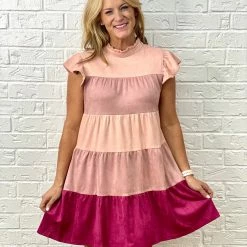 Turquoise Door Tomball ALLISON SUEDE DRESS-PINK/NUDE