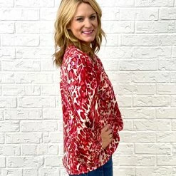 Turquoise Door Tomball KIMBERLY LEOPARD TOP-RED