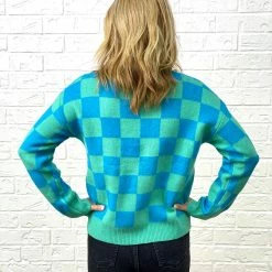 Turquoise Door Tomball Tops ANDY CHECK SWEATER