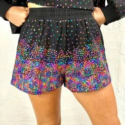 Turquoise Door Tomball BLACK & RAINBOW SEQUIN SCATTERED SHORT Bottoms