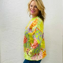 Turquoise Door Tomball MIXED CHECKER SWEATER