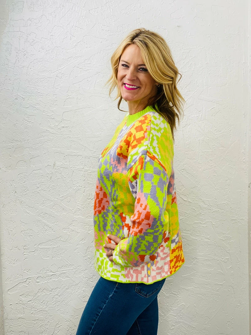 Hot Sale ๐ Turquoise Door Tomball MIXED CHECKER SWEATER โญ 4 Turquoise Door Tomball MIXED CHECKER SWEATER